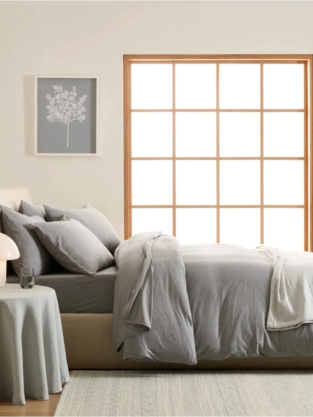 NEW Quince Organic Jersey Gray King / Cal King Duvet Cover Set (cover + 2 shams)